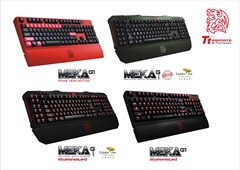 Tt eSPORTS gaming keyboard models of MEKA G1 and MEKA G-Unit with adjustable backlighting.